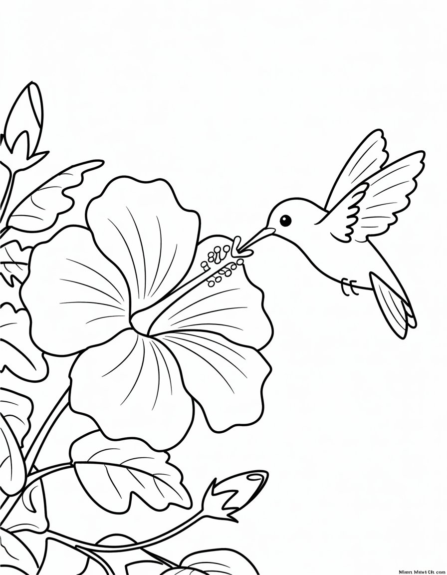 Hibiscus with Hummingbird